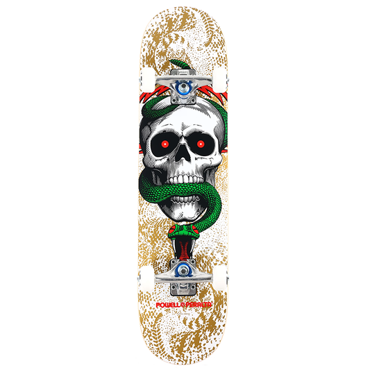 Powell Skull & Snake White/Metallic Gold Complete 7.75