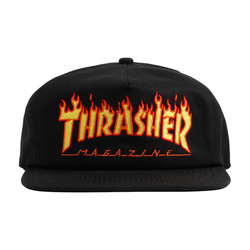 THRASHER FLAME EMB. SNAPBACK HAT BLACK