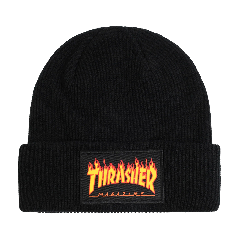 THRASHER FLAME PATCH BEANIE BLACK [verified-image:969bc9f69dbba0956866095920e6dfba56b36f591a357e6ecfb22c9476aab212]