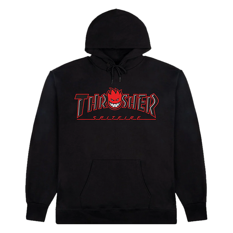 Thrasher x Spitfire Bighead Outline Black Hoodie