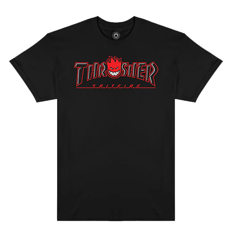 Thrasher x Spitfire Bighead Outline Black Tee